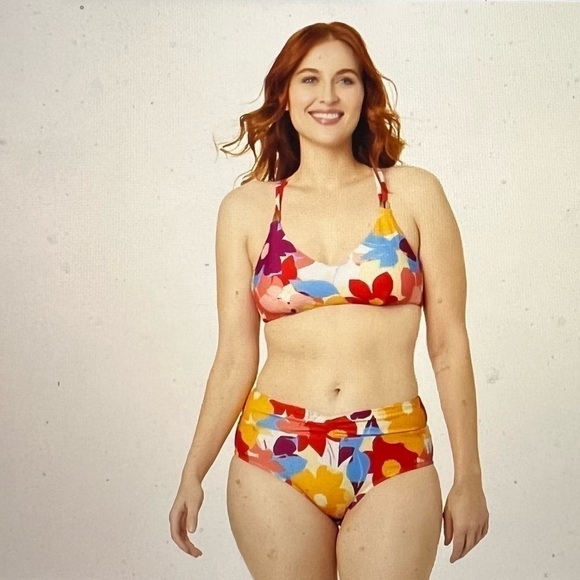 Time and Tru Women's Floral X-Back Swim Top - Picture 2 of 9